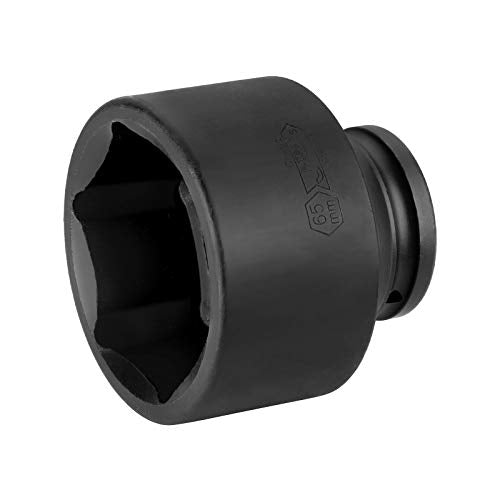 JETECH 3/4" Drive 65mm Standard Impact Socket, 6-Point Metric Impact Socket, Heat-Treated Chrome Molybdenum (Cr-Mo) Alloy Steel, Heavy-Duty for Industrial & Heavy Equipment Applications