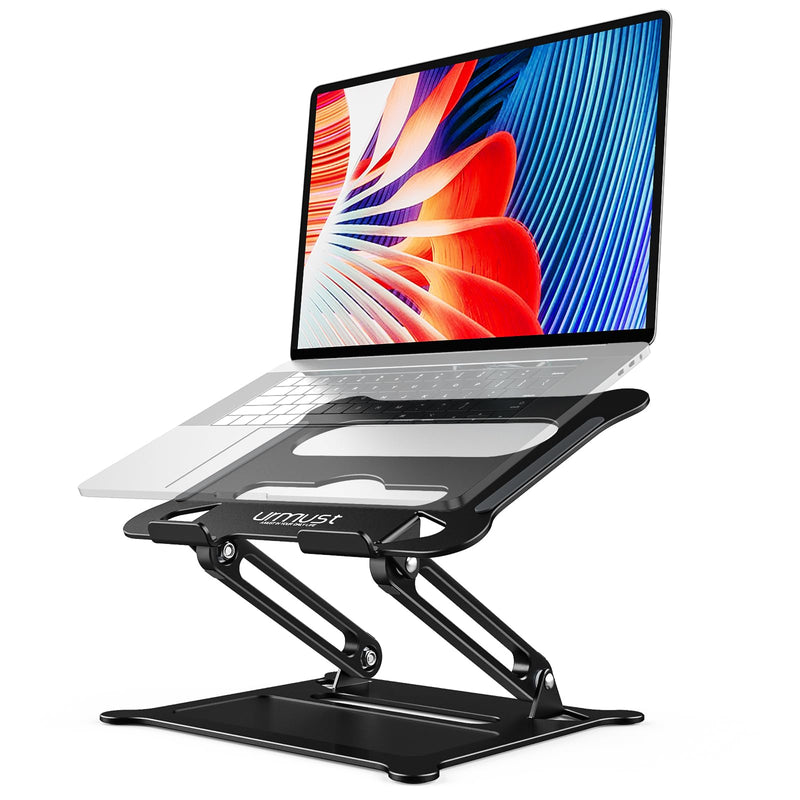 Urmust Laptop Notebook Stand Holder Adjustable Laptop Stand Portable Computer Riser Compatible with MacBook Air Pro HP Dell XPS Lenovo All Laptops 10-15.6"(Black) A-Black