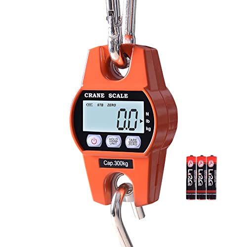 Fuzion Hanging Scale 660LB/300KG, Crane Scale with Snap-Fit Lifting Ring Orange