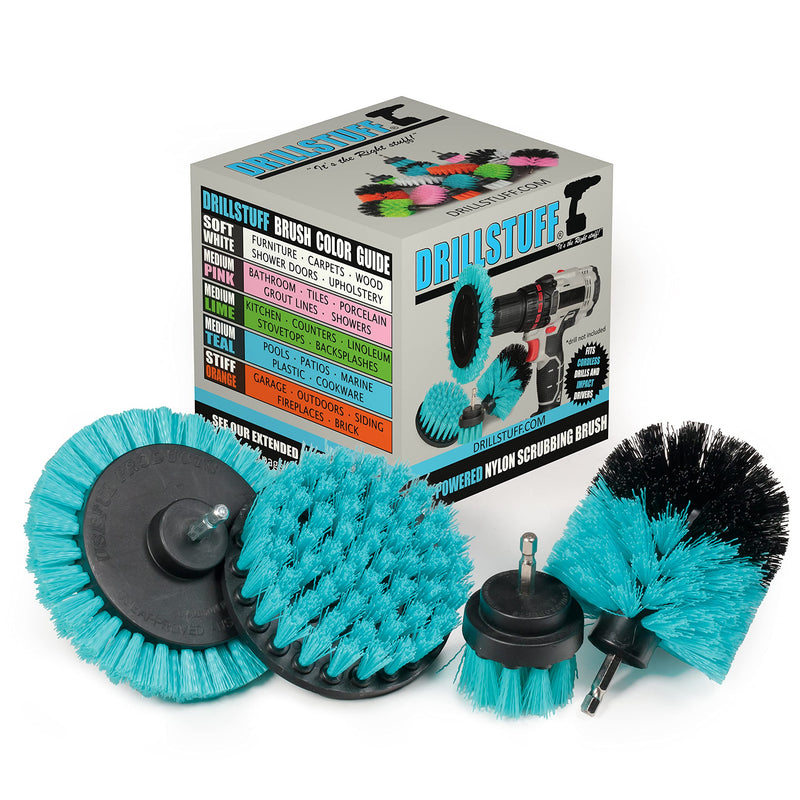 Aquatic Cleaning Supplies - Boat Cleaning Accessories - Hull Cleaning Brush Set - Boat Scrubbing Deck Brush - Spinning Drill Heads Brush Kit - Barnacle Removing Tool - Tank Cleaning Brushes - Aquatic Teal