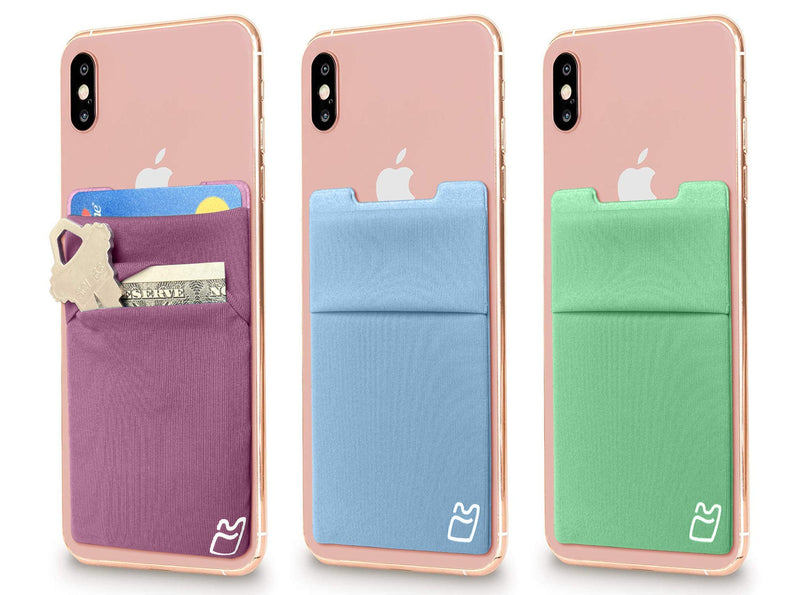 Wallet | Card and Money Holder for Cell Phone | Sticks On Case (Purple & Blue & Green) Purple & Blue & Green
