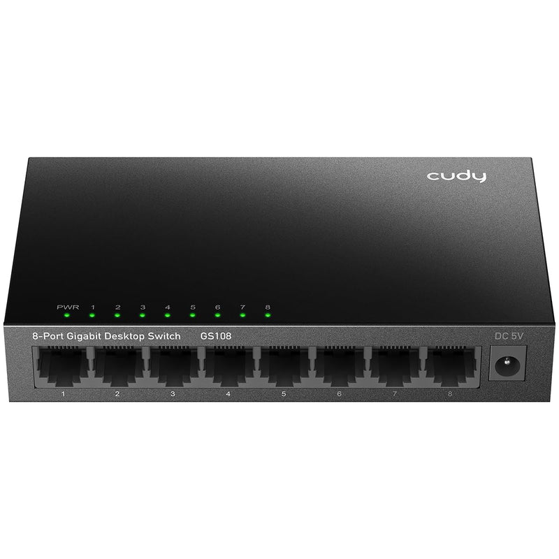 Cudy GS108 8 Port Gigabit Unmanaged Ethernet Network Switch , Ethernet Splitter Plug & Play Fanless Metal Design Shielded Ports Traffic Optimization