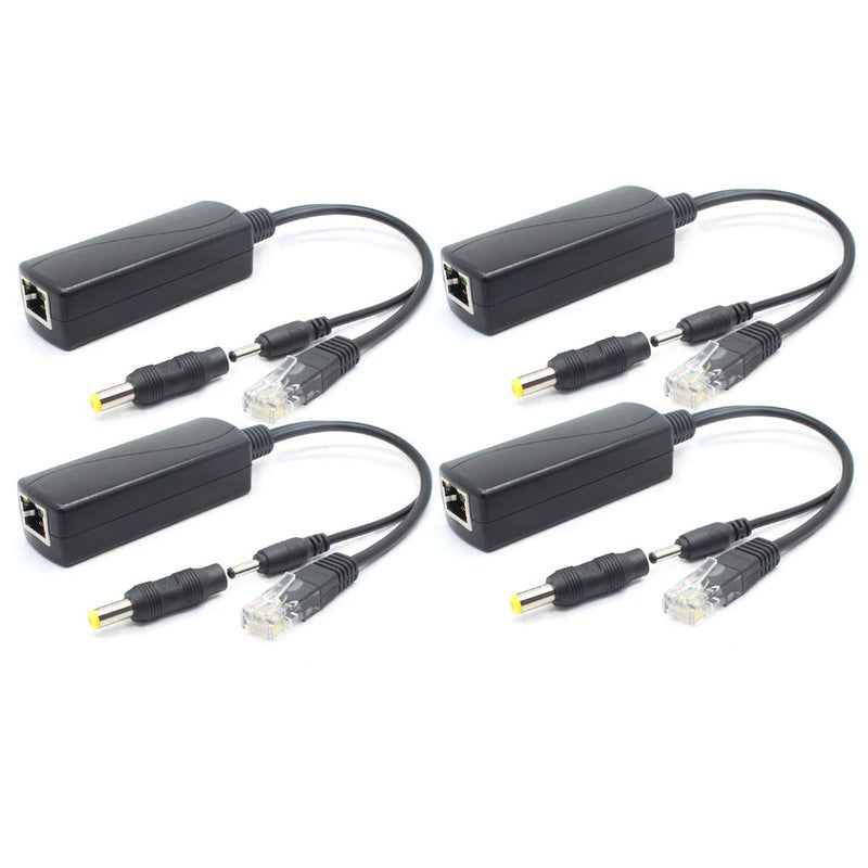 ANVISION 4-Pack 5V PoE Splitter, 48V to 5V 2.4A Adapter, Plug 3.5mm x 1.35mm, 5.5mm x 2.1mm Connector, IEEE 802.3af Compliant, for IP Camera and More