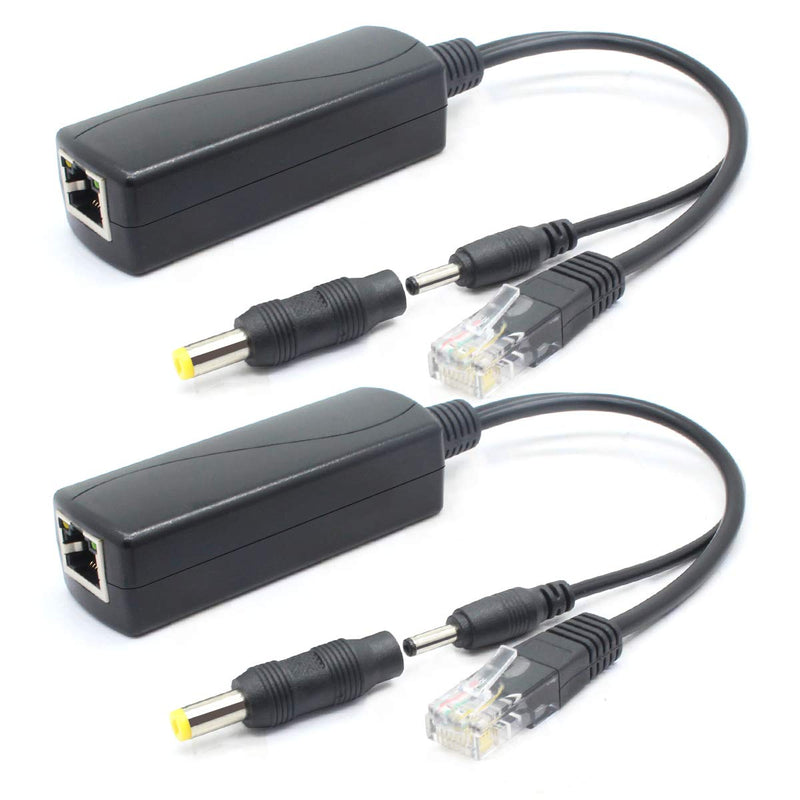 ANVISION 2-Pack 5V PoE Splitter, 48V to 5V 2.4A Adapter, Plug 3.5mm x 1.35mm, 5.5mm x 2.1mm connector, IEEE 802.3af Compliant, for IP Camera and more