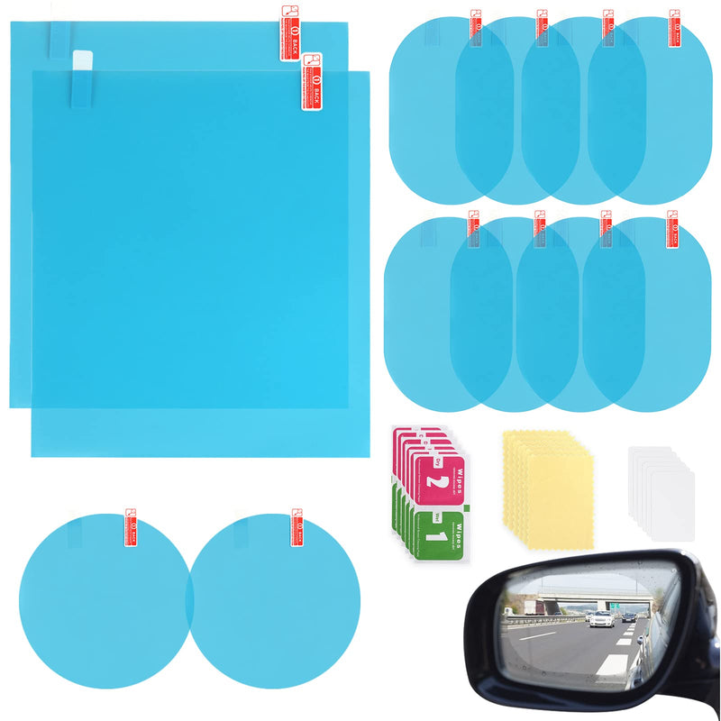 12Pcs Car Rearview Mirror Film, LeeLoon Anti Fog Anti Glare Anti Scratch Anti Mis Rainproof Waterproof HD Nano Clear Protective Sticker Film for Car Mirrors, Side Windows, Safe Driving