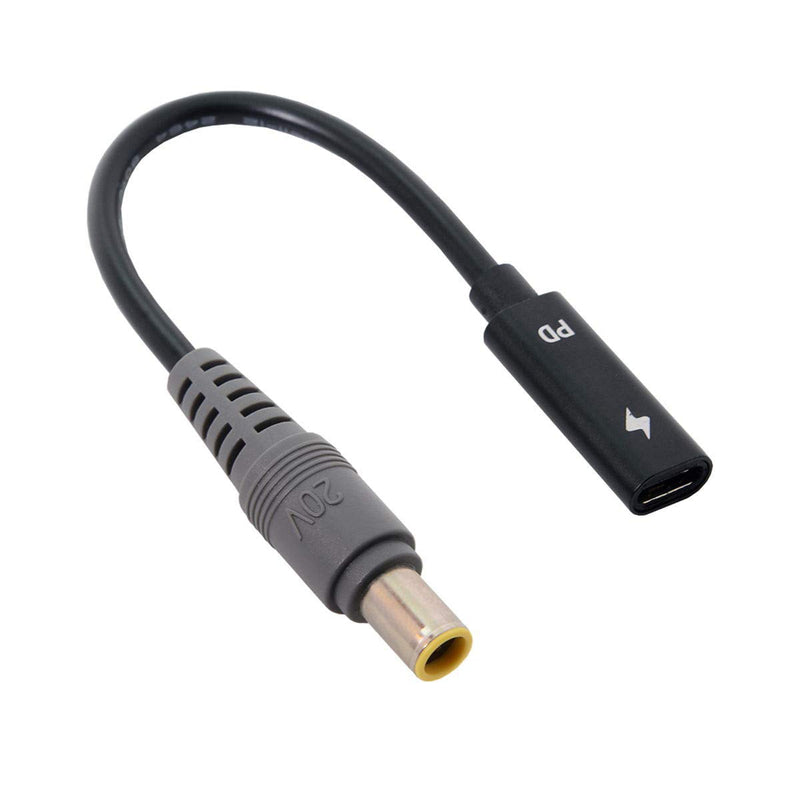 JSER Xiwai Type C USB-C Female Input to DC Power PD Charge Cable fit for Laptop 18-20V (7.9x5.4mm for HP) Black 7.9x5.4mm
