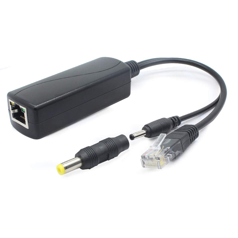 ANVISION 5V Gigabit PoE Splitter, 48V to 5V 2.4A Adapter, Plug 3.5mm x 1.35mm, 5.5mm x 2.1mm Connector, IEEE 802.3af Compliant, for IP Camera and More