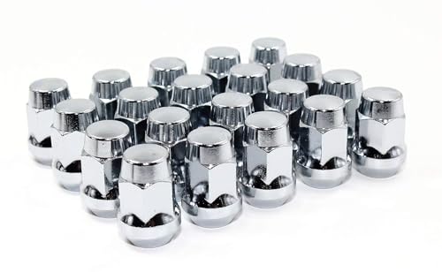 Set of 20 Veritek 12x1.25mm 1.4" 35.5mm Length 3/4 19mm Hex 1 Piece Chrome Acorn Bulge Conical Seat Lug Nuts for Infiniti Nissan Subraru Select Factory Conical Style & Aftermarket Custom Wheels