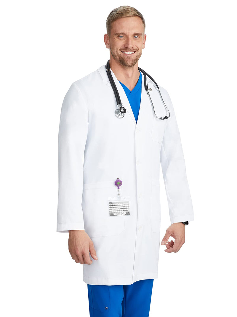 Healing Hands Lab Coat for Men's Luke Labcoat With 5 Pockets & 2-way Stretch Fabric 5151 Standard Size 38" Large White