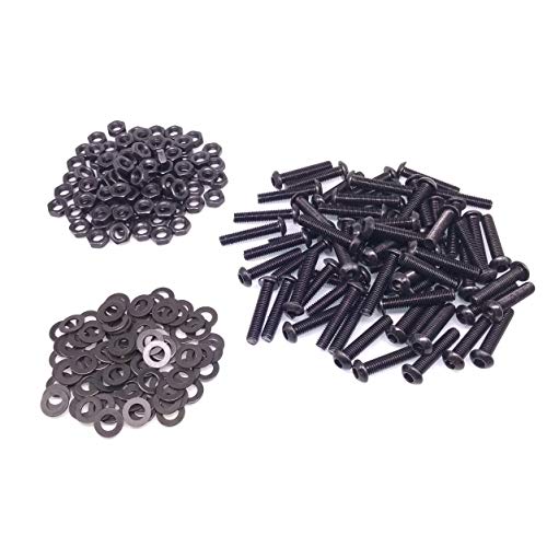 Yodaoke 100pcs M6-1.0 x 25mm Button Head Socket Cap Screw, ISO 7380 Hex Drive, Class 10.9, Alloy Steel, with Nut and Washer