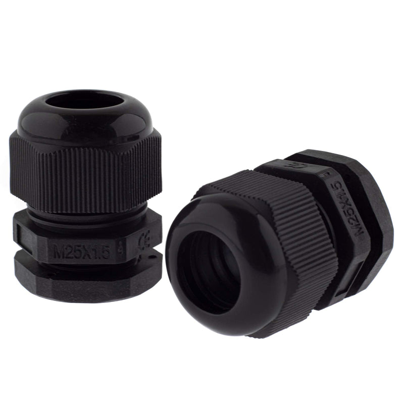 10 x Cable Glands M25 12-17 mm Black Metric Cable Gland