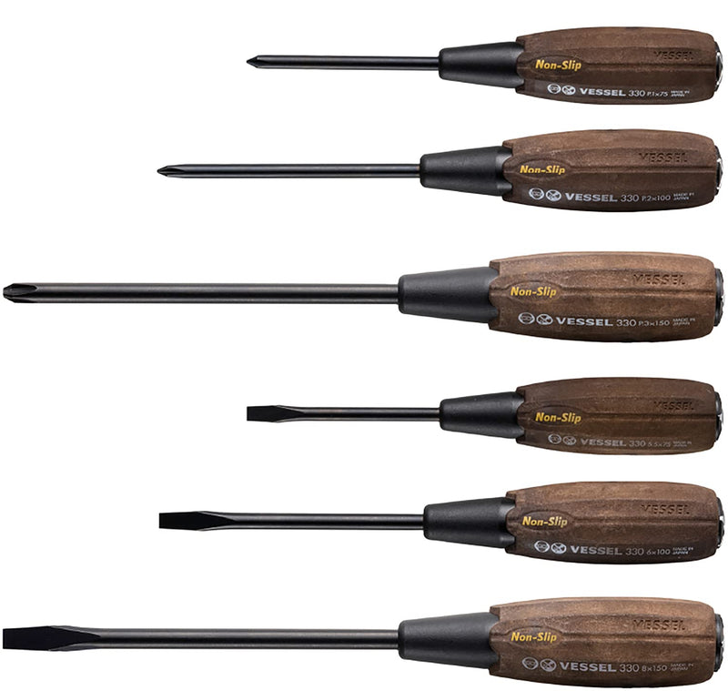 Vessel Woody Penetrating Screwdriver Non-Slip Grip Set of 6 (Boxed) 336PS Set of 6 (Boxed)