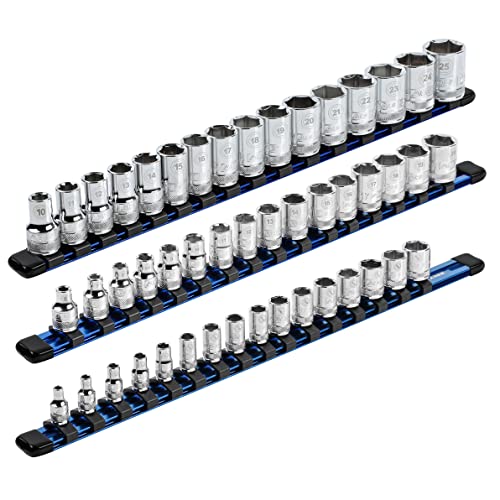 ARES 60041 3-Pc 1/4,3/8,1/2-In Blue Socket Rail Multi-Drive
