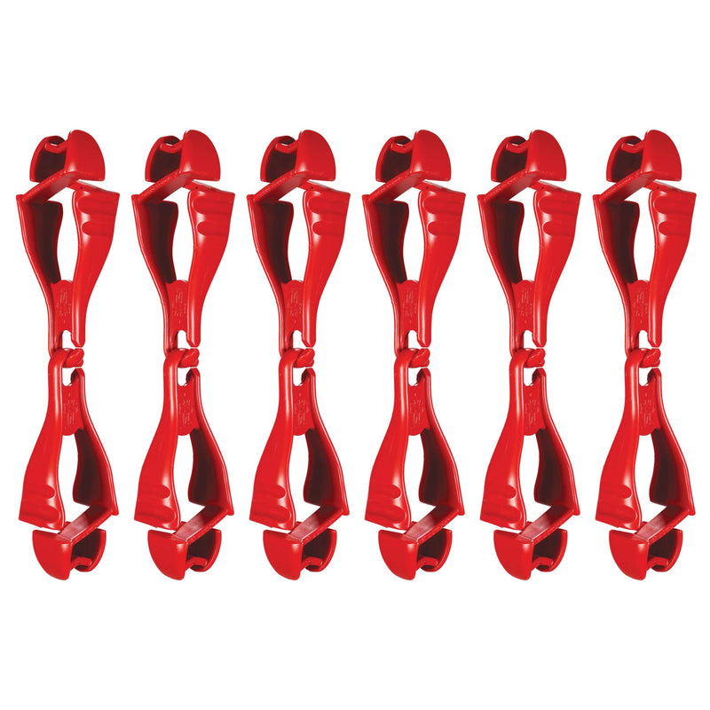 Ergodyne Squids 3400 Glove Clip Holder with Dual Clips, 6-Pack, Red