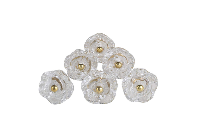 Perilla Home Set of 6 Crystal Knobs for Cabinet & Drawers Decorative Flower Knobs for Home Kitchen Cabinet Hardware Cupboard Glass Door Dresser Wardrobe and Drawer Pulls (Daisy White) Daisy White Round