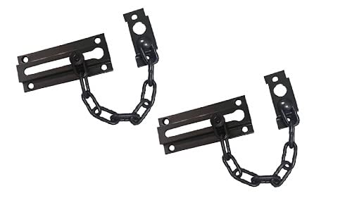 QCAA Solid Brass Chain Door Guard, with 9 Links Steel Chain, Oil Rubbed Bronze US10B, 2 Pack ORB
