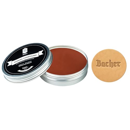 Bacher Red 2000 Scraper Paste for Knives & Strops - 100 g | Weich ohne Hitze | Schleifpaste Messer, Polierpaste Lederscheibe | mittel 4-5 µm | ca. 50-100 Anwendungen | Applikator