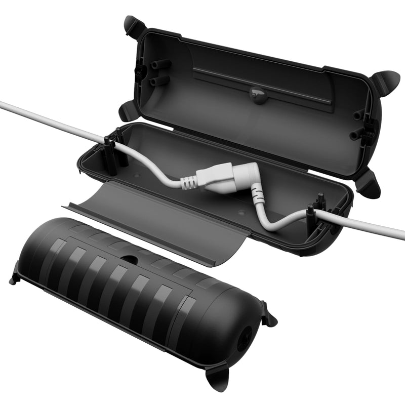 RESTMO 2 Pack Outdoor Waterproof Electrical Box, Weatherproof Connection Box, Extension Cord Cover, Safety Seal Enclosure to Protect Extension Cables, Strip Light, Power Tool, Timers, Black Medium