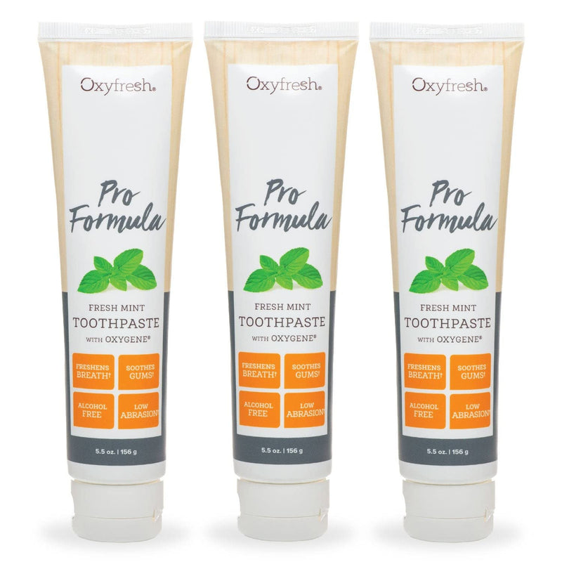 Oxyfresh Pro Formula Fresh Mint Toothpaste – Gentle Low Abrasion - Cosmetic Fluoride Free - for Bad Breath, Sensitive Teeth and Gums with Natural Essential Oils - 5.5 oz (Pack of 3) 5.5 Ounce (Pack of 3)