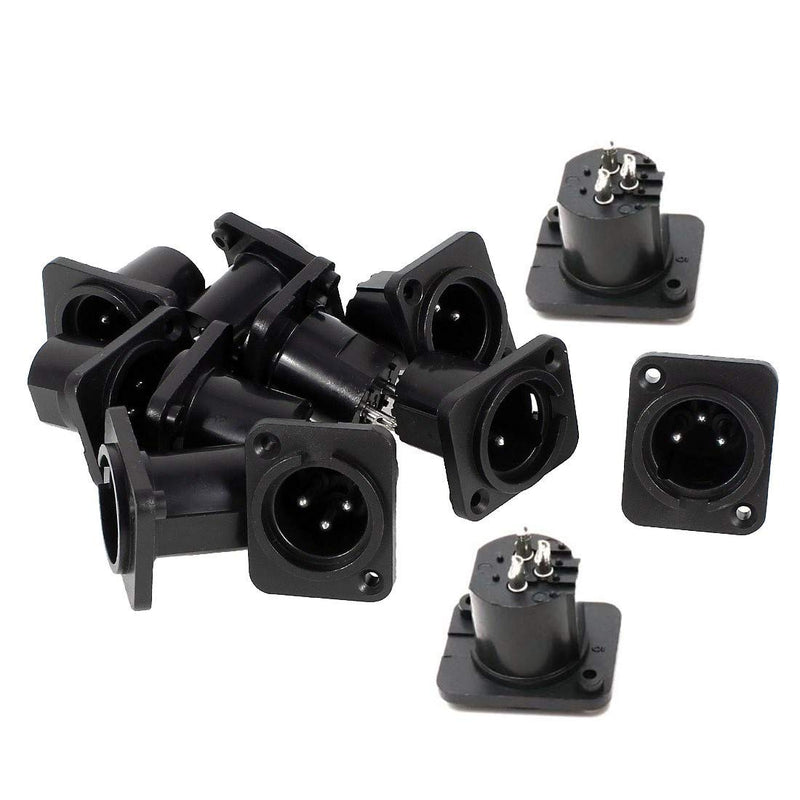 QMseller XLR Male Audio Speaker Panel Socket Microphone Adapter Straight Terminal Panel Mounted Connector 12 Pcs