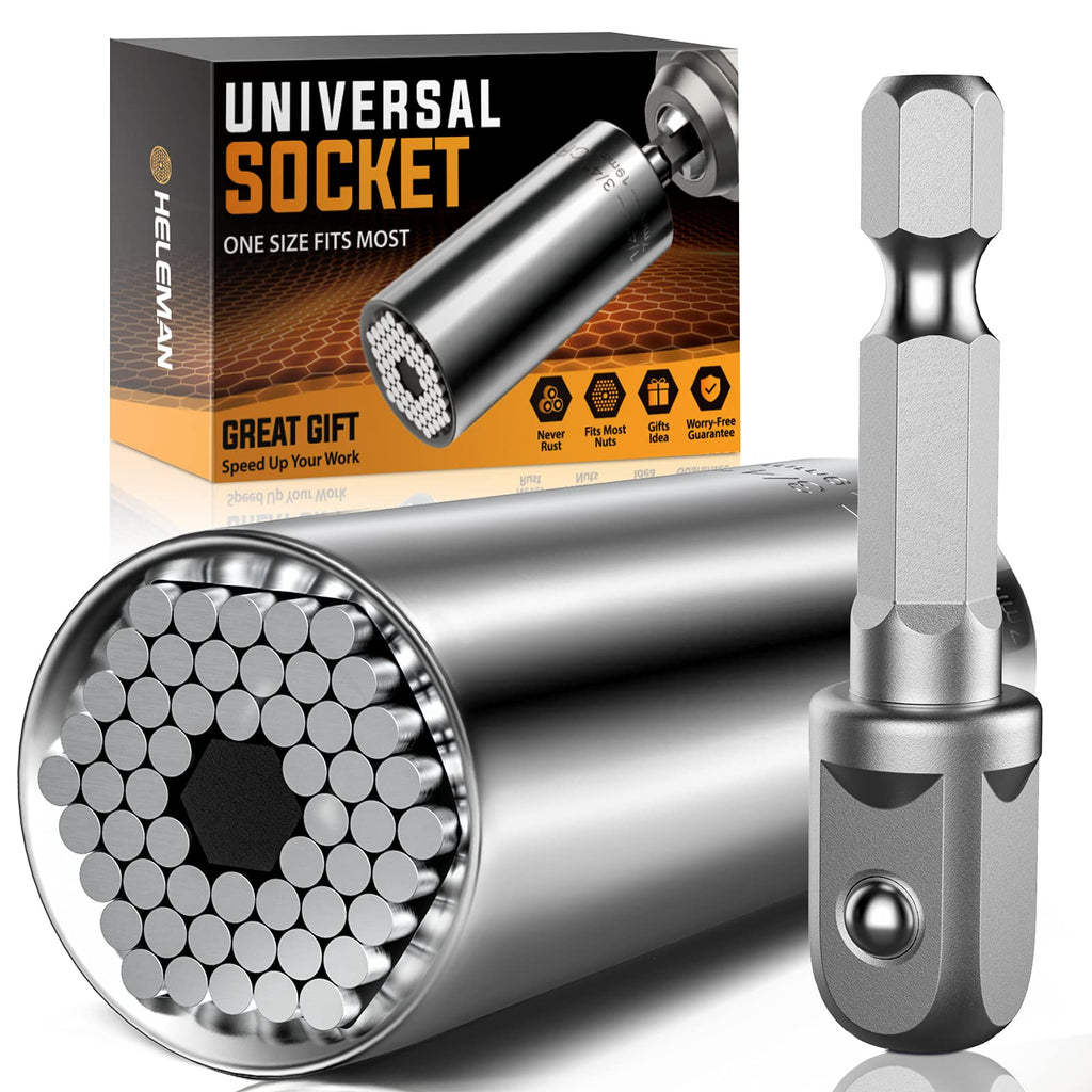 Stocking Stuffers for Mens Gift Christmas Super Universal Socket Tools Gifts for Men: Socket Set with Power Drill Adapter(7-19 MM) Cool Stuff Gadgets for Women Birthday Gift for Dad Husband Adults 1