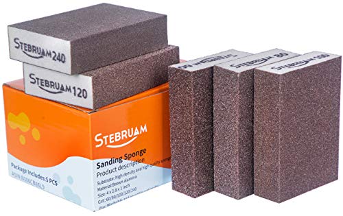 5 pieces sanding sponge, coarse/medium/fine/superfine, 5 different specifications, sanding pads assortment for wood, metal, wall foam, drywall Mix Körnung