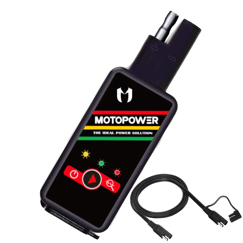 MOTOPOWER MP0620B 4.2Amp Motorcycle Dual USB Charger SAE to USB Adapter with Battery Monitor Switch Control Black