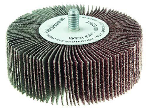 Weiler 30735 3" x 1" x 60AO Wolverine Coated Abrasive Flap Wheel, 1/4-20 Threaded Stem (Pack of 10) 3" Dia 60 Grit
