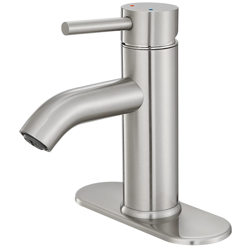 Bathroom Faucet Brushed Nickel One-Handle, Modern one Hole Bathroom Sink Faucet Lavatory Faucet with Deck Short
