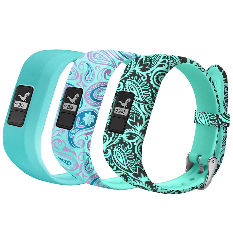 Bands Compatible for Garmin Vivofit JR Bands Vivofit JR 2 Bands/vivofit 3 Bands Accessories Replacement Watchbands Starp for Kids Boys Girls Women with Metal Secure Clasp for Garmin Vivofit 3 JR,3PCS Teal&Teal & Black&Teal & Lavender