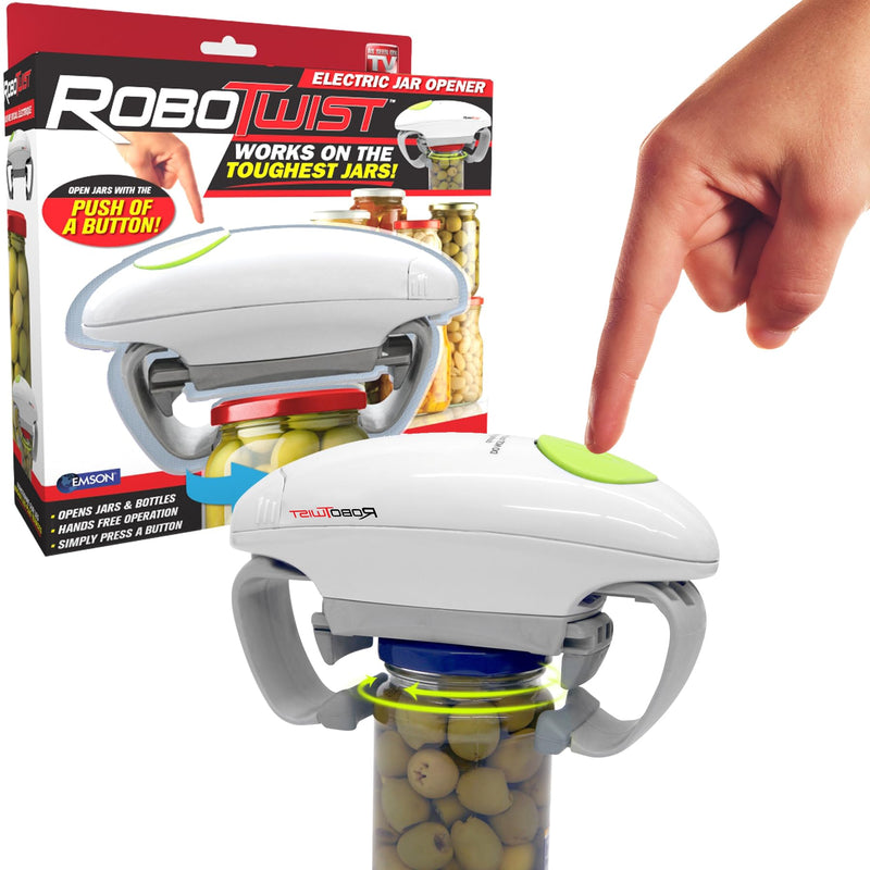 Robotwist Automatic Jar Opener, Deluxe Model with Improved Torque, Robo Twist Kitchen Gadgets for Home, Electric Handsfree Easy Jar Opener – Works on All Jar Sizes, As Seen on TV Small