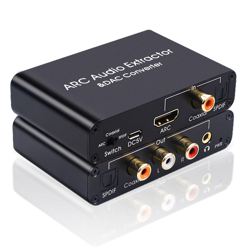HDMI ARC Adapter,HDMI ARC to Optical Audio Adapter,192Khz DAC Digital to Analog Audio Converter,Optical HDMI ARC Input to Optical/SPDIF Coaxial Stereo L/R 3.5mm Jack Out for HDTV Soundbar