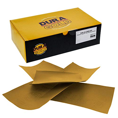 Dura-Gold Premium 1/4 Sheet Gold Sandpaper Sheets, 800 Grit (Box of 400)
