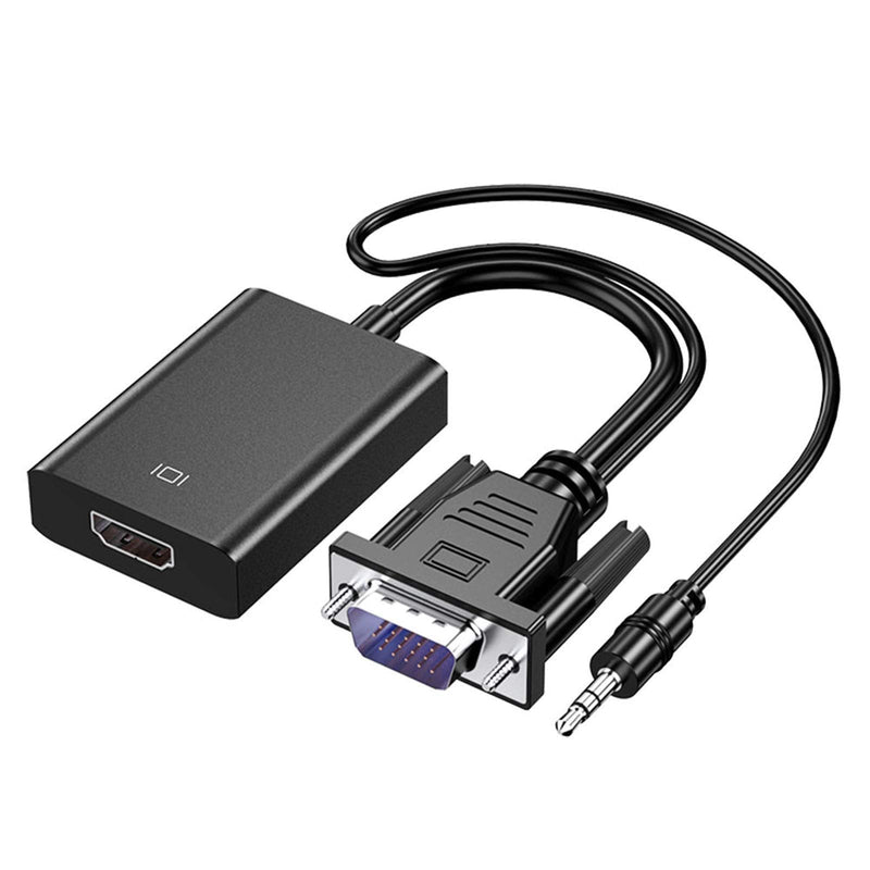 VGA to HDMI Adapter for Connecting Traditional VGA Interface Laptop, PC to HDMI Monitor or Projector, 1080P VGA Male to HDMI Female Converter with 3.5mm Audio Lead and Power Supply Port 1 Pack