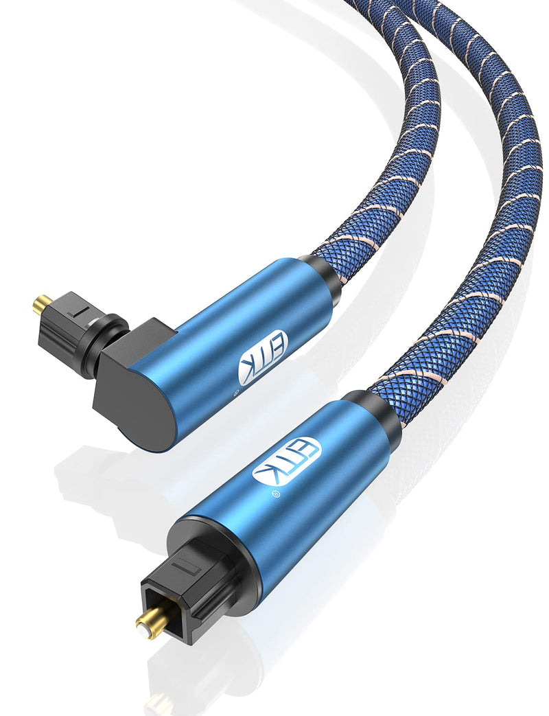 EMK 90 Degree Optical Cable 360 Degree Free-Rotating Fiber Optic Cable Toslink Male to Male Cable for Home Theater, Soundbar, Gaming Console, Speaker(16.5FT/5M) 16.5FT/5M