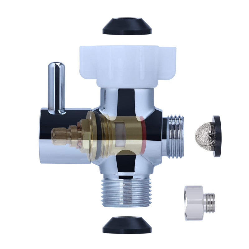 Brass Bidet T Adapter with Shut-Off Valve,3 Way 7/8 or 15/16 and 1/2 or 3/8,7/8" Metal T Valve for Bidet,Toilet Tee Connector Diverter Adaptor,Bidet Attachment for Toilet
