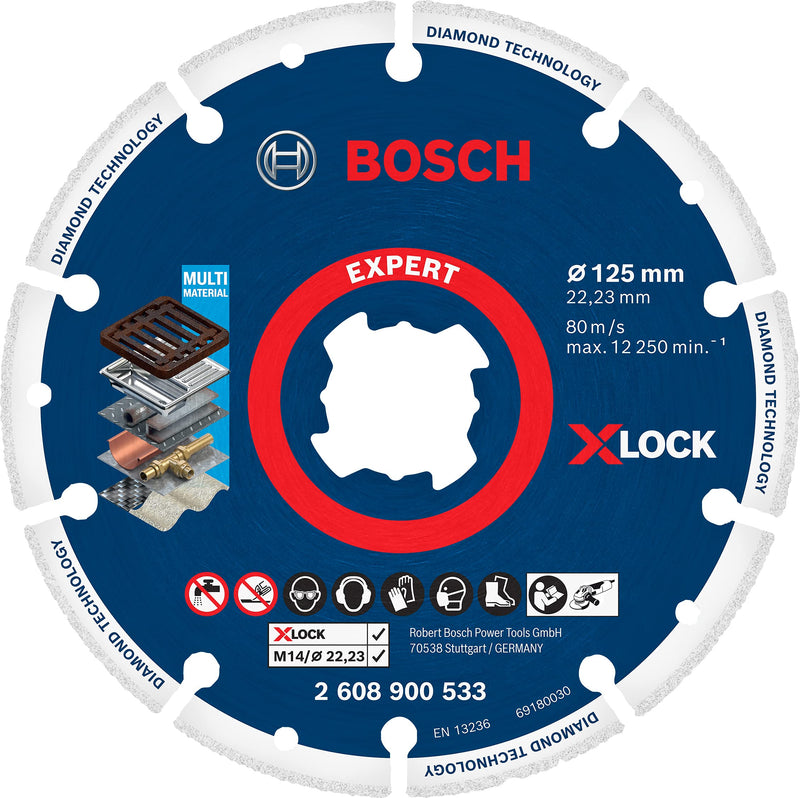 Bosch 1 x Expert Diamond Metal Wheel X-LOCK Cutting Disc (for Cast Iron, Stainless Steel, Diameter 125 mm, Professional Accessories, Small Angle Grinder) Ø 125 mm