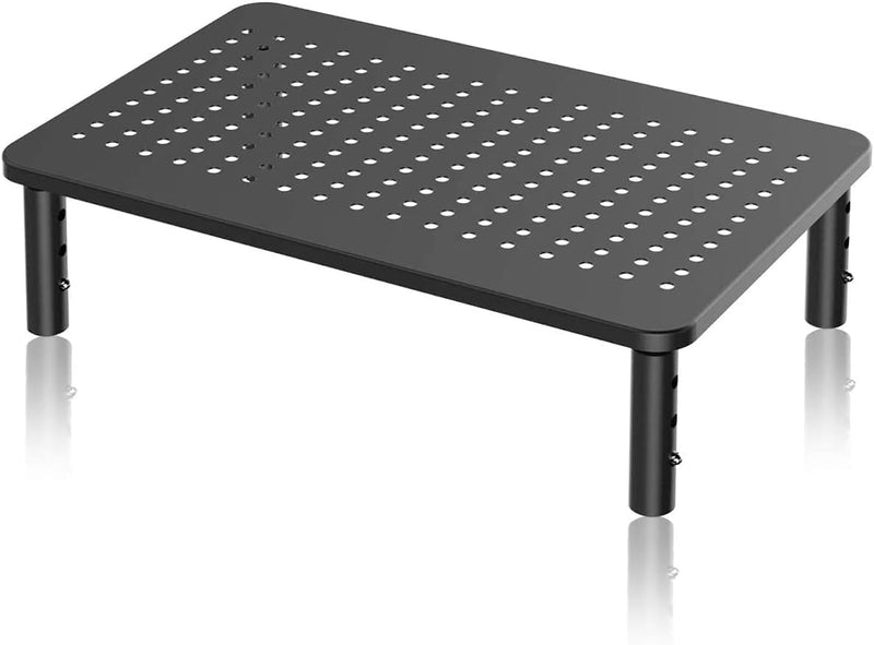 suptek Computer Monitor Stand Riser,Monitor Riser for Laptop, Printer, Notebook and All Flat Screen TV Display with Vented Platform,3 Height Adjustable Laptop Riser,1 Pack,Black(MST003) Ventilated Monitor Stand 1 Pack