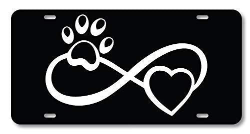 SmartCows Infinite Paw Love Cats & Dogs Animals Front Metal Aluminum License Plate Vanity car tag Home Door Sign 6" x 12" with 4 Holes