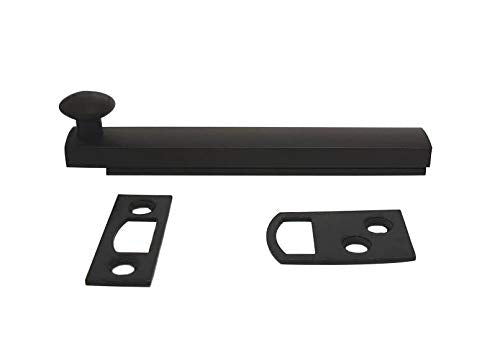 QCAA Heavy Duty Solid Brass Concealed Surface Bolt, 4", US10B ORB (Oil-Rubbed Bronze), 1 Pack, Made in Taiwan 1pack