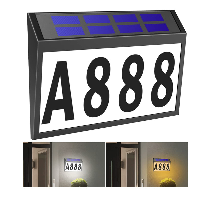 Solar House Numbers Light, T-SUNUS Lighted House Numbers Sign Plaque Address Numbers for Houses Waterproof LED Solar Powered Address Sign for Houses Mailbox Street Yard Wall mounted