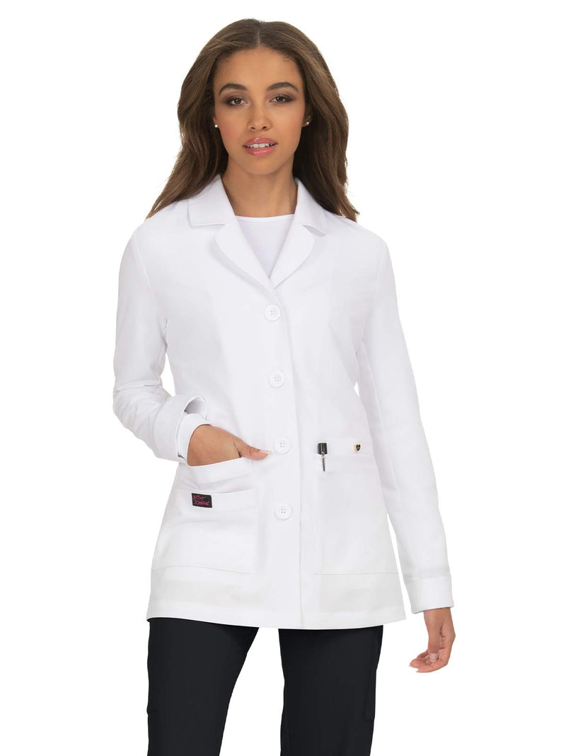 KOI Essentials Canna Women's 5-Pocket Stretch Lab Coat Medium White