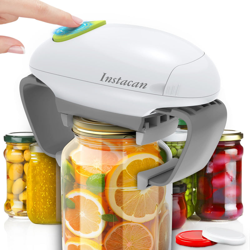 Higher Torque and One Touch Electric Jar Opener Easy Remove Almost Size Lid with Auto-Off, Powerful Bottle Opener for Arthritic Hands, Automatic Jar Opener for Weak Hands and Seniors (White) White