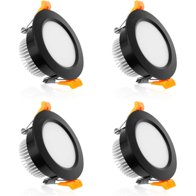 YGS-Tech 3 Inch LED Recessed Lighting, Dimmable Downlight 5W(40W Halogen Equivalent), CRI80, 3000K Warm White, Ceiling Light with LED Driver(4 Pack) 3000k (Warm White) Black-3Inch-4Pack