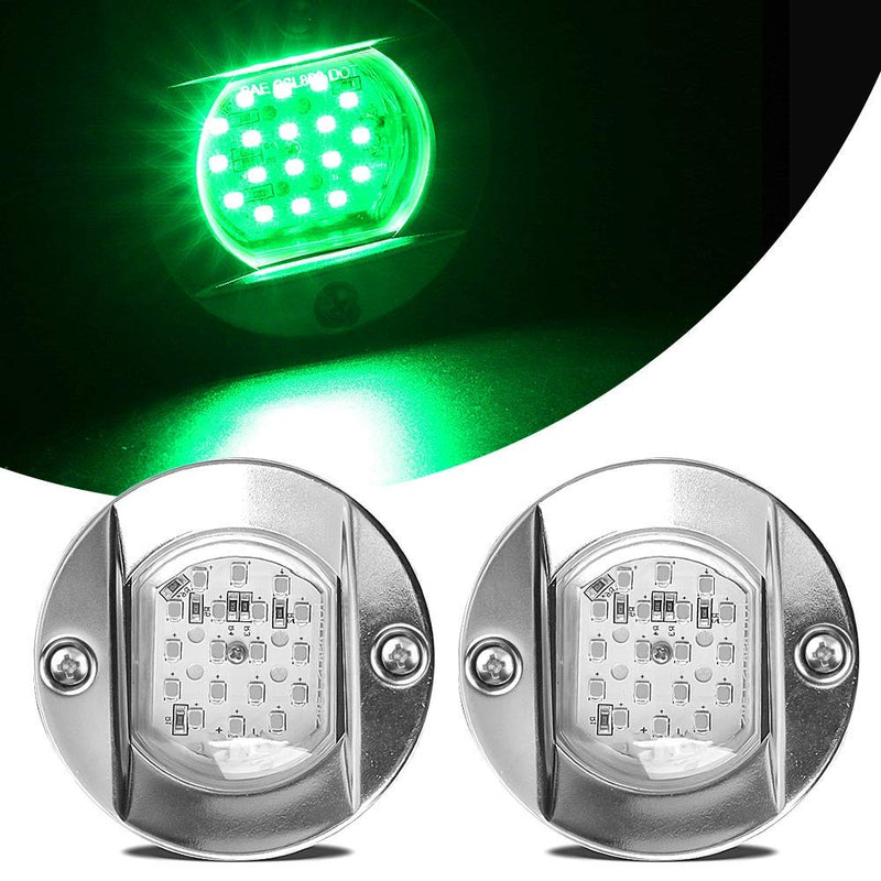 HUSUKU LED Marine Courtesy Lights, 316 Stainless Steel, 18LED IP65 Boat Transom Mount Waterproof Stern/Pontoon Lights 10-36V green