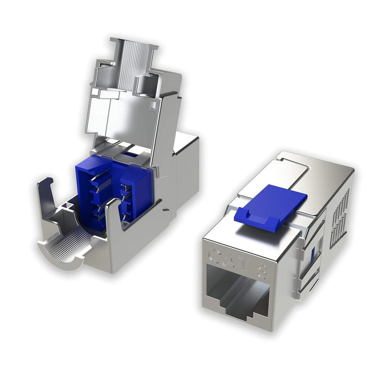 LINKUP - [GHMT & DSX8000 Certified Cat8 Ethernet Cable Connector (2-Pack) RJ45 Metal Tool Free Easy Termination Keystone Jack |for 2000MHz 2GHz 40G Double Shielded Solid LAN Cable 22AWG-24AWG Keystone Jack 02-pack Field Termination Keystone Jack