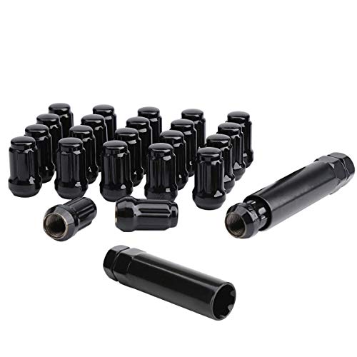dynofit 20+2keys 1/2-20 Aftermarket Wheel Lug Nuts Black Chrome(Bundle)