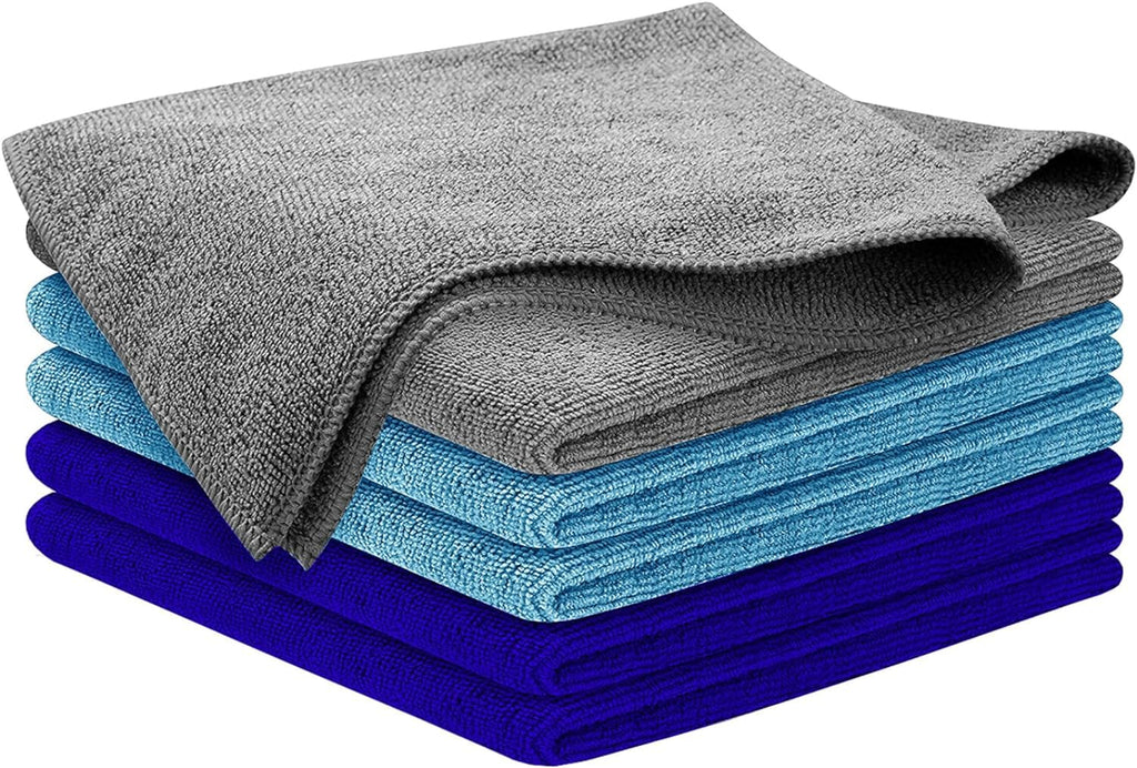 Microfiber Cleaning Cloth - 6 Pcs 11.5"x11.5" - High Performance - 1200 Washes, Ultra Absorbent Towels Weave Grime & Liquid for Streak-Free Mirror (Pack of 6)