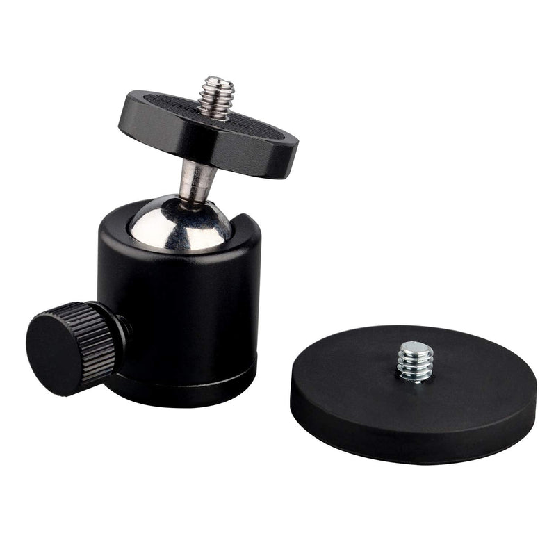 ULIBERMAGNET 24lb Magnetic Camera Mounting Base with Mini Ball Head, Super Strong Rubber Coating Neodymium Magnet with 1/4’’-20 Male Thread Stud for Mobile Camera , Security Camera. 1.69INCH Magnetic Camera Mounts