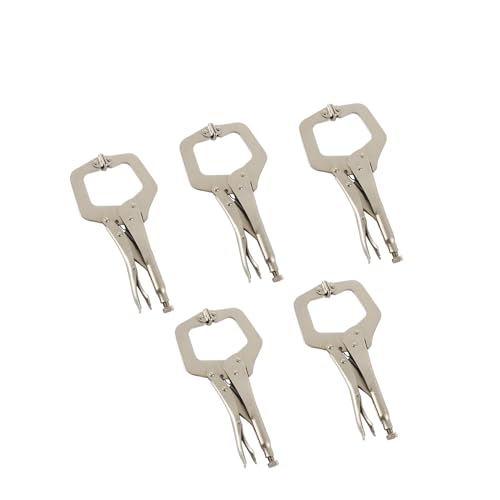 findmall 11 Inch Locking C-Clamp 5Pack Locking Pliers Adjustable Welding Clamps Vise W/Regular Tip and Swivel Pad for Shop Home Farm and Automotive 1 11 in